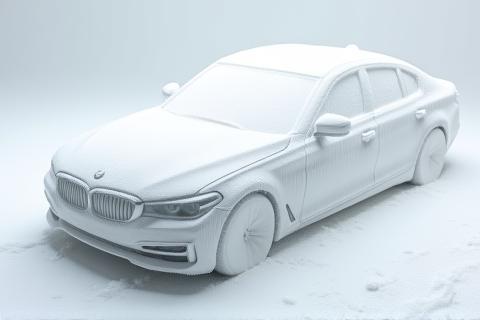 A luxurious layer of thick, white foam completely covering a car - visualizes the pre-soak stage