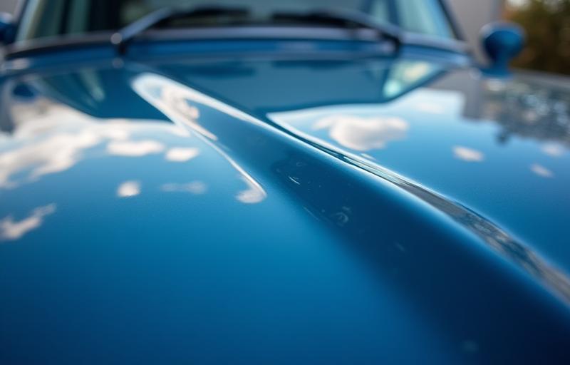 Car hood after polishing showing a highly reflective, mirror-like finish - represents the results of detailing